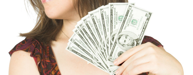 girl with dollar notes