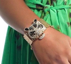 Gold Tiger Bracelet with Link Chain